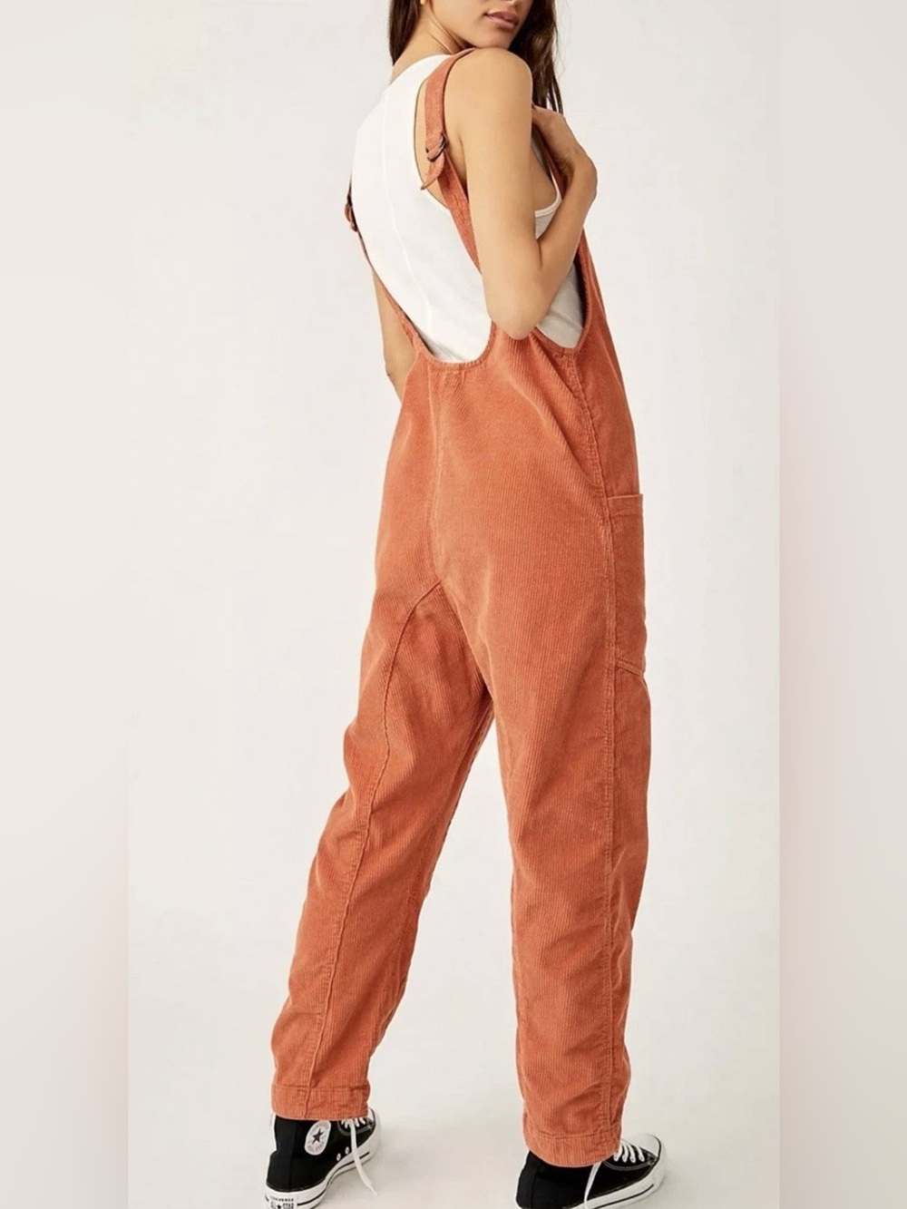 We The Free High Roller Burnt Orange Corduroy Overalls - Picture 2 of 5